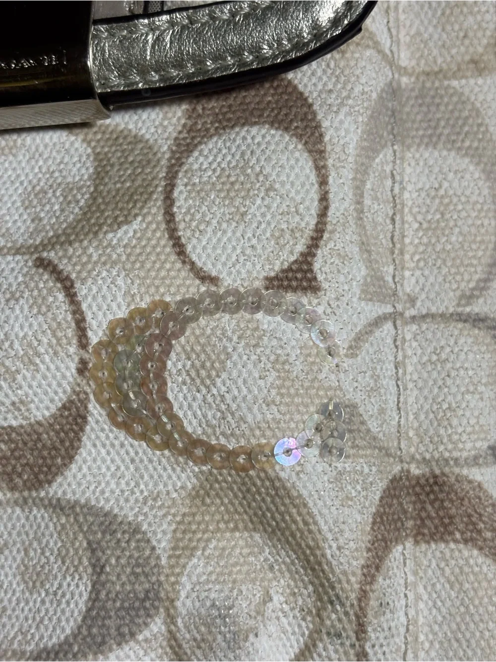Coach Kristin Swing Bag  Crossbody Sequin Signature white  Brown